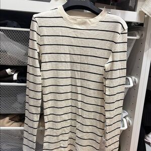 Vince Cream and Black Striped Long Sleeve Tee